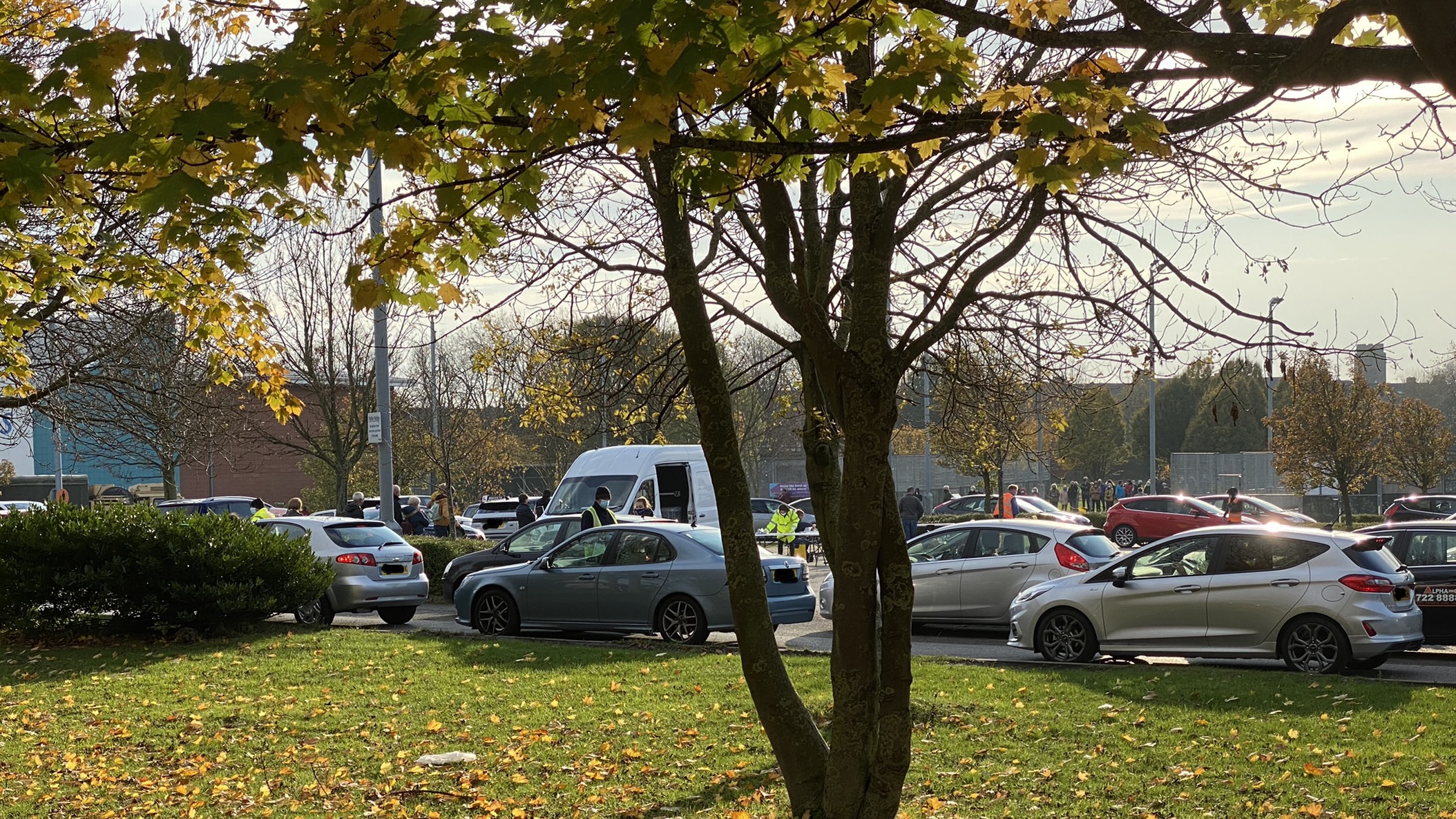 A photo of the queues at the centre