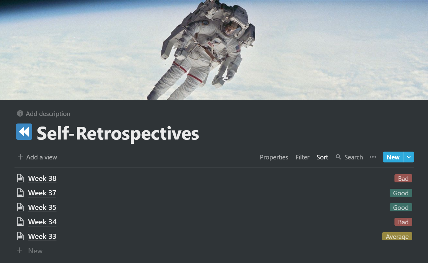 My ongoing sequence of self-retrospectives